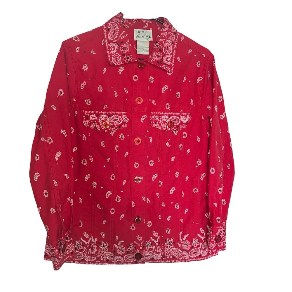 Quacker Factory Red Bandana Print Jacket